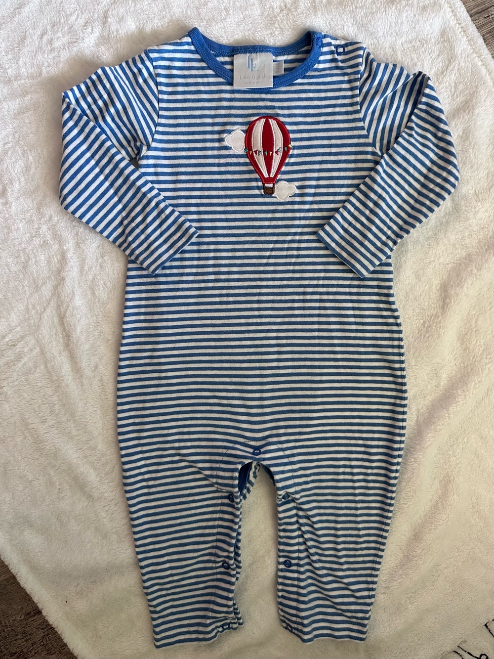 Little English Blue & White Stripe Hot Air Balloon One-Piece